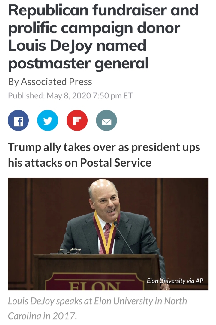 Postmaster general Louis DeJoy ... what did you expect?